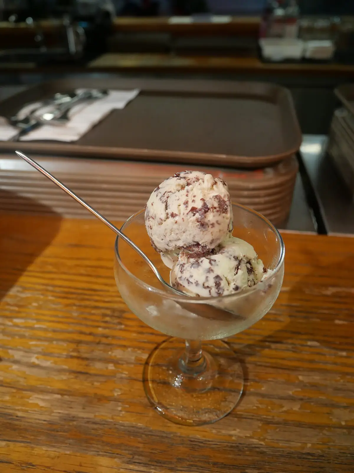 Mint chocolate chip ice cream from flower years bar in Eaton Hong Kong