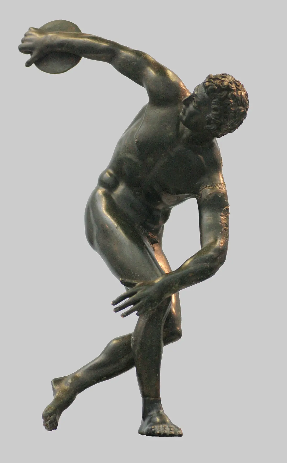 Roman bronze reduction of Myron's Discobolos, 2nd century CE.