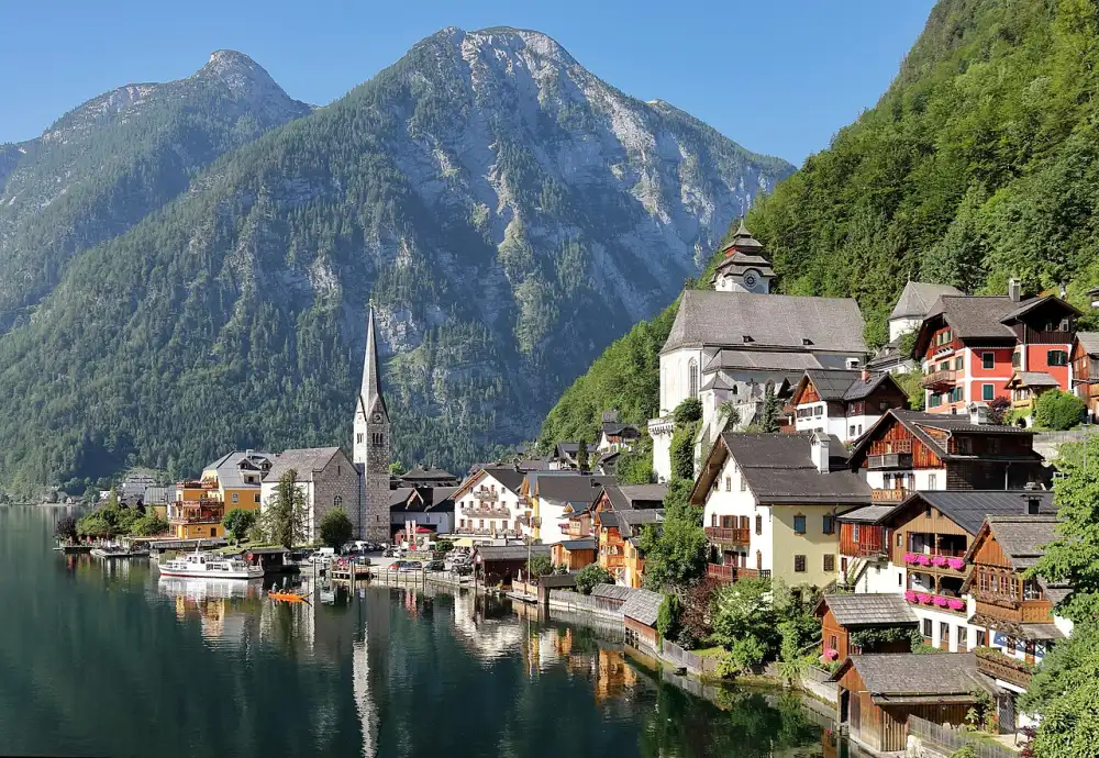 Hallstatt, a lakeside village and popular tourist destination in the Austrian Alps